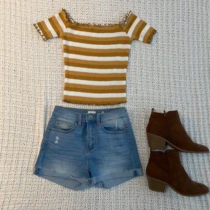 OOTD FASH Striped Crop Top